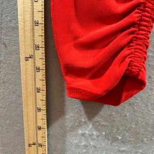 1093 | Wilo The Label Ribbed High Waisted Ruched Athletic Leggings‎ Red Womens S thumbnail 4
