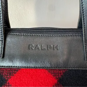 Ralph Lauren Vintage 1990s Wool and Leather Square Buffalo‎ Plaid Shoulder Bag thumbnail 6