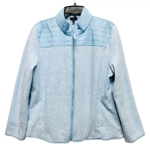 Talbots Womens Jacket XL Blue High Neck Zips Pockets Fleece Cotton Blend‎ thumbnail 1