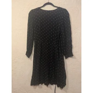 American Eagle‎ Wrap Dress Womens Medium Black Polka Dot Long Sleeve Ruffle Mini thumbnail 6