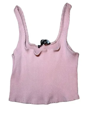 Lulu’s Pink Ribbed Crop‎ Tank Top Sz S thumbnail 1