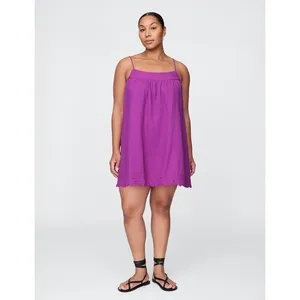 Gap Swing Dress Size S Purple Cattelya Orchid‎ Cotton Gauze Embroidered Boho thumbnail 3