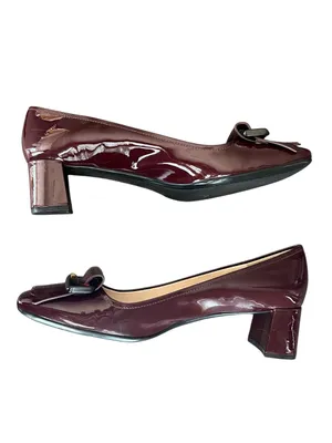 Prada Women’s Oxblood Burgundy Patent Leather Kiltie Fringe Pump Heels Size 39.5 thumbnail 6