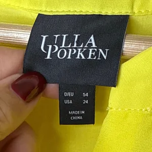 Ulla Popken Yellow Pleated Chiffon Midi Dress Sleeveless Tie Waist Size 24‎ Plus thumbnail 7