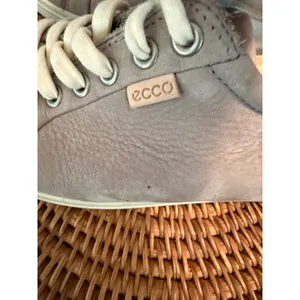 ECCO Soft Womens Leather‎ Lace Up Sneakers gray Taupe Low Top Shoes thumbnail 3