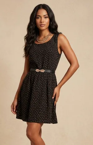 FOREVER 21 | Geometric Shapes Fit & Flare Sleeveless Dress Sz L thumbnail 1