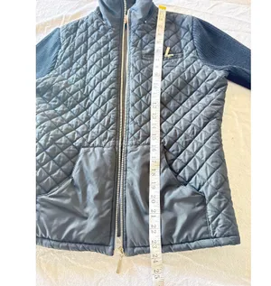 San Joy USA Black Quilted Zip Jacket Women’s Medium Knit Sleeves thumbnail 3