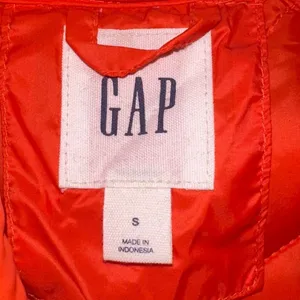 GAP Puffer Vest Women's Small Orange Quilted Lightweight Full Zip thumbnail 3