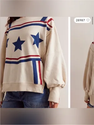 NWOT Free People We The Free Graphic Camden Sweatshirt - stars stripes - XS thumbnail 4