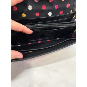 Vera Bradley Leather Floral Canvas Trifold Wallet Black Butterfly Polka‎ Dot thumbnail 8