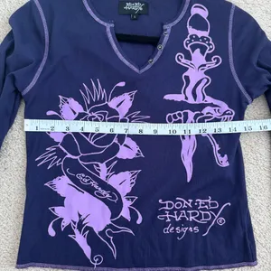 Ed Hardy women’s Purple Graphic Long Sleeve Shirt large thumbnail 5