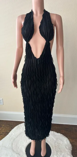 Brand New! Black Sexy Backless Ankle-Length Dress | Size M thumbnail 1