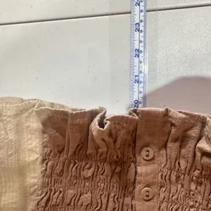 Free People Tammy Button down Tan Size XS‎ Crinkle Smocked Top Collared thumbnail 11