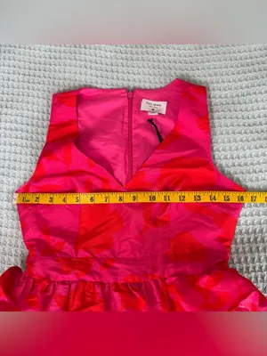 NWT Kate Spade x Target Peplum Ruffle Midi Dress Women 0 Red Pink Cocktail Party thumbnail 6