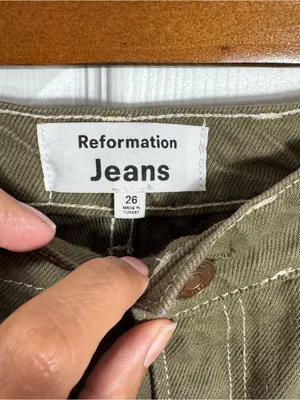 Reformation Cowboy High Rise Straight Jeans Kalamata Green Size 26 thumbnail 4