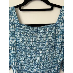 English Factory Mini Blue Dress Square Neck Size Medium Tie Front NEW thumbnail 6