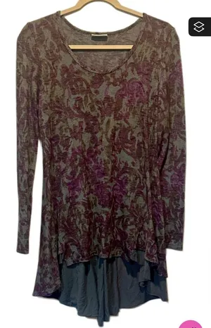 Plume and thread‎ Floral tunic size L hi-low thumbnail 1