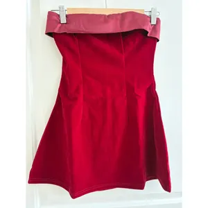 Strapless Velvet‎ Mini Dress Womens Burgundy Excellent Satin Trim Bodycon Party thumbnail 6