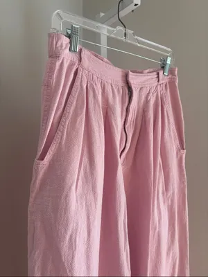 Free People Lotta Love Linen Trousers Pink Rose Size 10 thumbnail 5