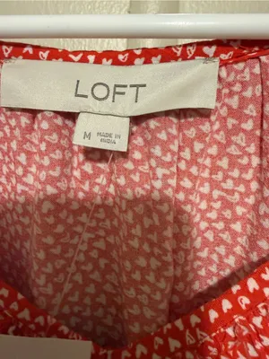 New Womens LOFT Red Ruffled V-Neck Blouse M thumbnail 3