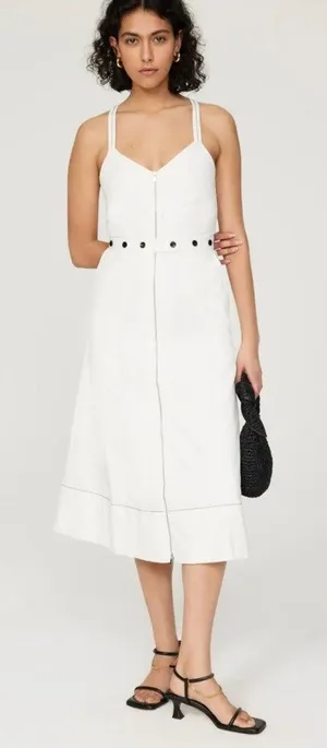 Rent the runway sz 4 proenza schouler solid white zipper down front sundress thumbnail 1