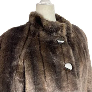 Alpine Studio Women's Fur Faux Brown Cropped Coat Jacket Size Medium thumbnail 2