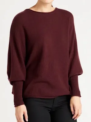 Quince Mongolian Cashmere Batwing Burgundy Oversized Dolman Sweater thumbnail 1