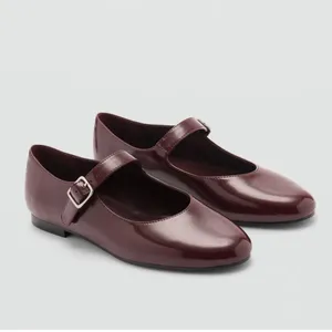 Mango Burgundy Patent Leather Mary Jane Flats thumbnail 2
