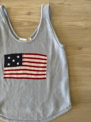 Quiet Storm Light Blue Knit Tank with Flag Motif thumbnail 2