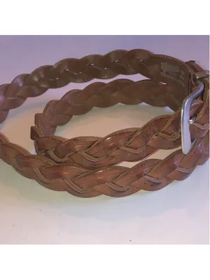 Braided Brown Leather Size Medium Merona Belt thumbnail 2