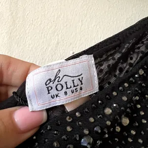 Oh Polly Zahira Embellished One-Shoulder Mini Dress in Black Size 4 New thumbnail 9