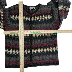 Vintage 90s Cardigan Sweater Womens Small Fair Isle‎ Multicolor Dress Barn thumbnail 6