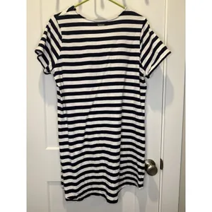 MICHAEL KORS Nautical Women’s 1X Blue & White Striped Dress Short Sleeve V Neck thumbnail 3