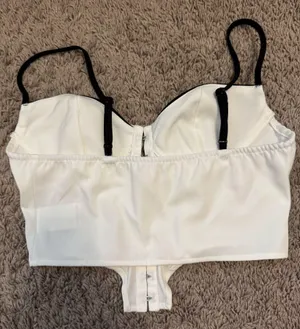 Princess Polly Unique White and Black Corset Going Out Top thumbnail 2
