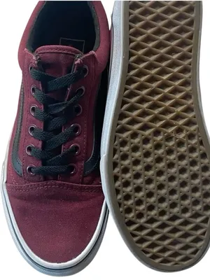 Vans Women's 7 or Youth 5.5 Burgundy Canvas Sneakers with Black Stripe Like New thumbnail 7
