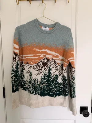Old Navy Mountain Landscape Intarsia Crew-Neck Cozy Knit Sweater thumbnail 4