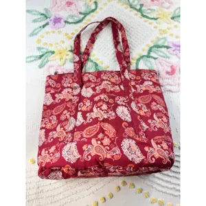 Arrow Trading LLC vtg Red Paisley‎ Quilted Tote Bag Zippered Shoulder Bag 2008 thumbnail 2