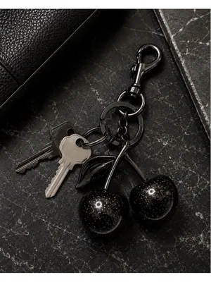 Black Cherry Charm Keychain Black Hardware NWT thumbnail 4