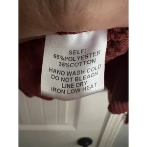 Bluivy Shacket Women ML Rust Waffle Knit‎ Button Down Contrast Panel Oversized Orange Size L thumbnail 3