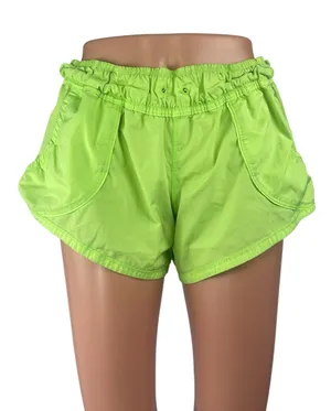 Lululemon Neon Green High Rise Sports Yoga Running Athletic Dolphin Shorts Sz 6 thumbnail 1