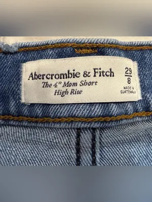 The Mom Short by Abercrombie & Fitch High Rise Distressed Raw Hem Shorts 29/8 thumbnail 3