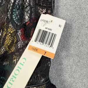 CHORD Juniors Size 7 Black Multi-Color Floral Lace Sleeveless Fit & Flare Dress thumbnail 3