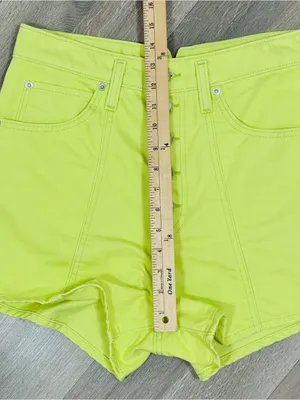 Levi's Notch High Waisted Denim‎ Mom Shorts Daiquiri Neon Green Size 30 Retro thumbnail 11