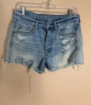 American Eagle Outfitters light blue distressed cutoff denim shorts thumbnail 1