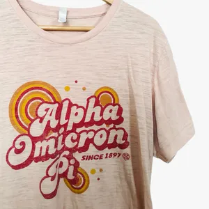 💥 Bella Canvas Alpha Omicron Pi Pink Retro Crewneck Top thumbnail 1