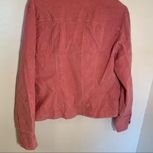 Women's Corduroy Shirt Jacket Snap Up V-Neck Pink Long Sleeve Unlined thumbnail 8