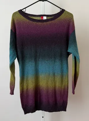 90s Grunge 2 Multicolor‎ Ombre Knit Sweater Speckled Rainbow Kurt Kobain Grunge thumbnail 1