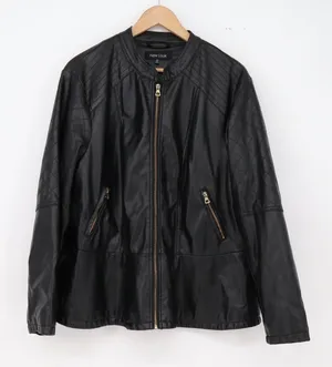 New Look Jacket Womens 2X Moto Biker Black Quilted Faux Leather Excellent thumbnail 1