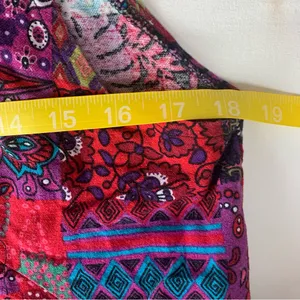Multicolor Patchwork cropped overalls size XL paisley art funky hippie thumbnail 7