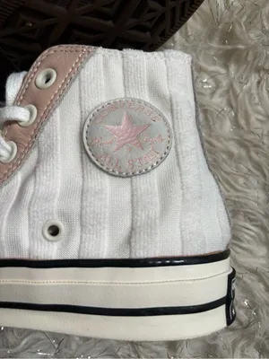 Converse White and Light Pink Women’s Chuck Striped High Top Sneakers Size 5.5US thumbnail 10